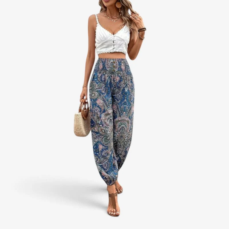 Pantalon Femme Imprimé Élastique Décontracté
