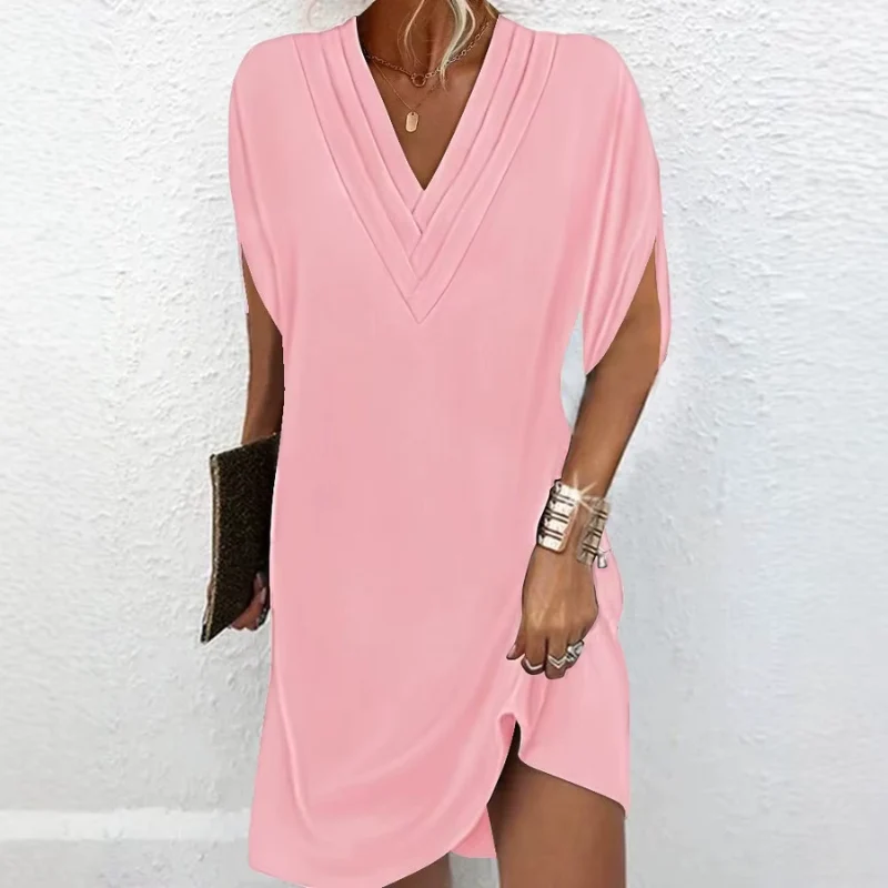 Robe droite femme à col V
