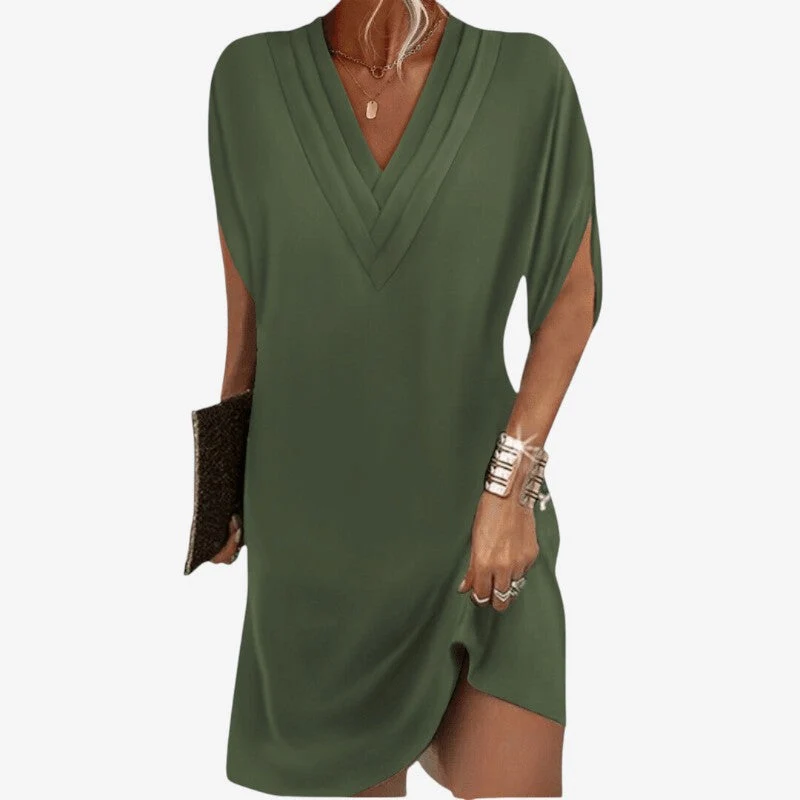 Robe droite femme à col V
