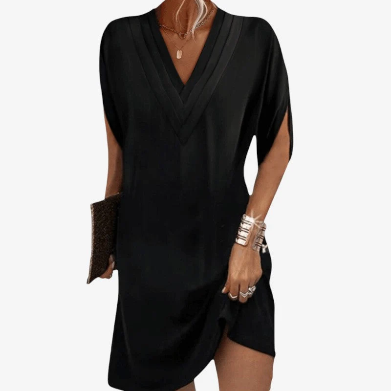 Robe droite femme à col V