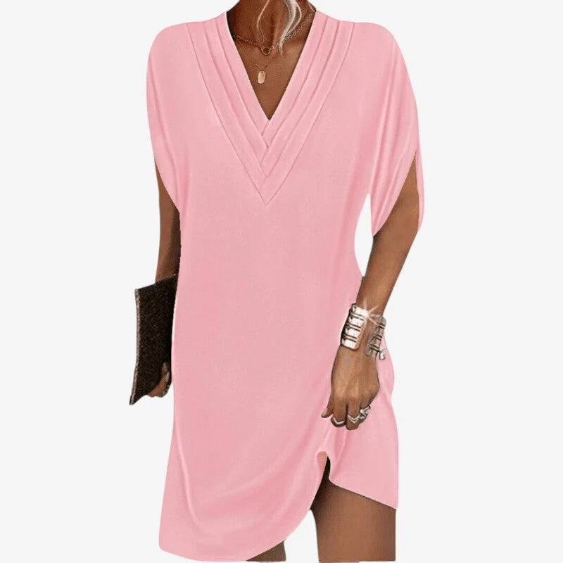 Robe droite femme à col V