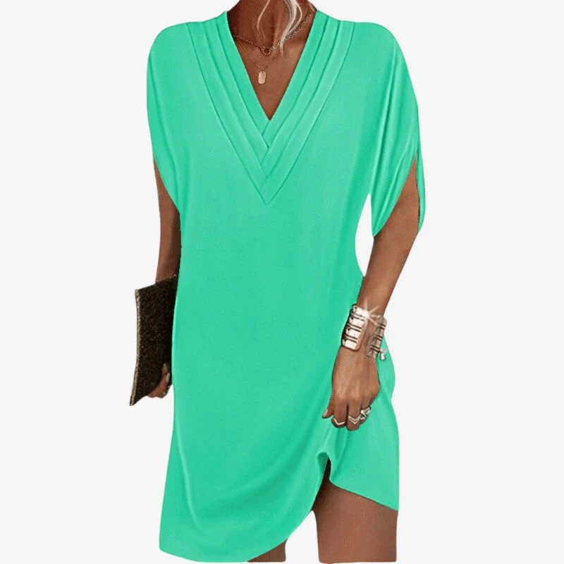 Robe droite femme à col V