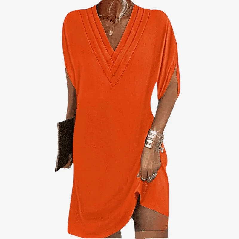 Robe droite femme à col V