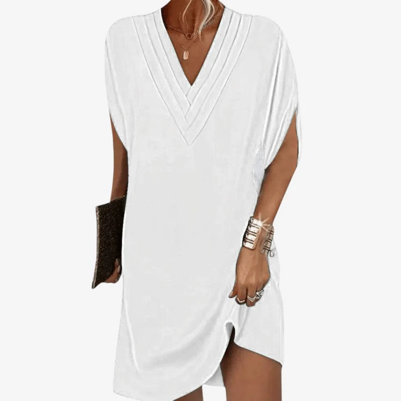 Robe droite femme à col V