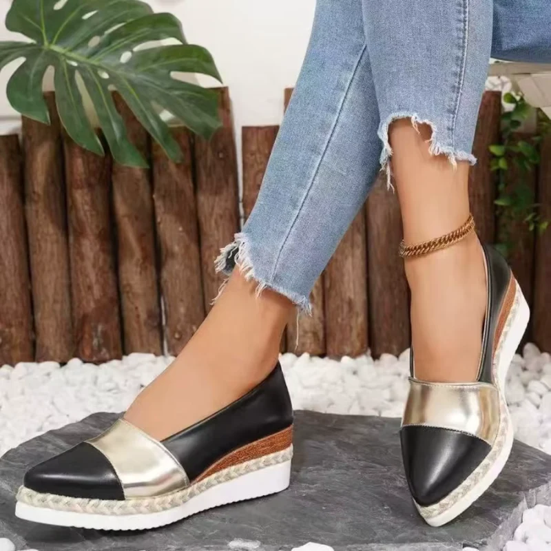 Mocassins femme à enfiler à talon compensé