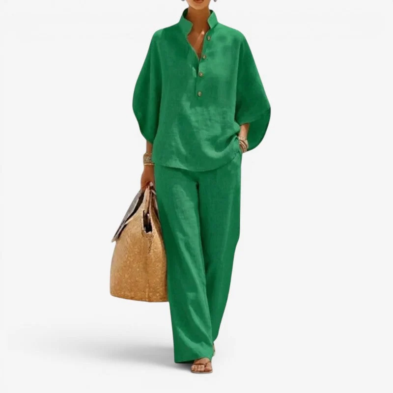 Ensemble femme chemise à demi-boutonnage et pantalon