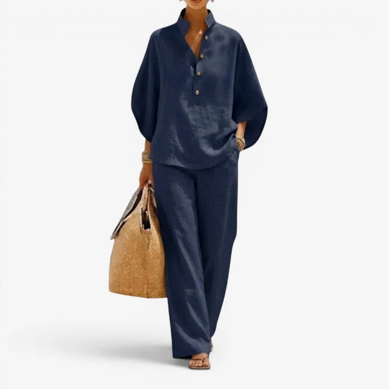 Ensemble femme chemise à demi-boutonnage et pantalon