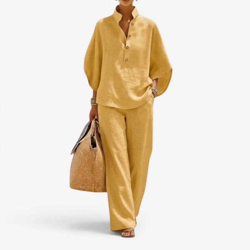 Ensemble femme chemise à demi-boutonnage et pantalon