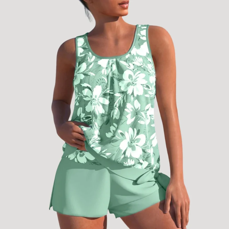 Ensemble tankini femme à col rond
