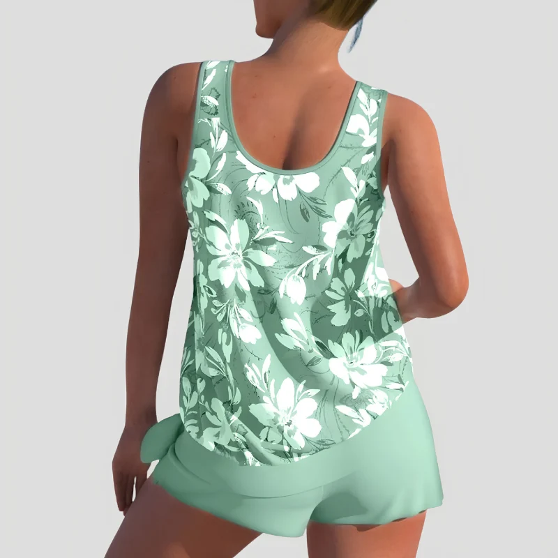 Ensemble tankini femme à col rond