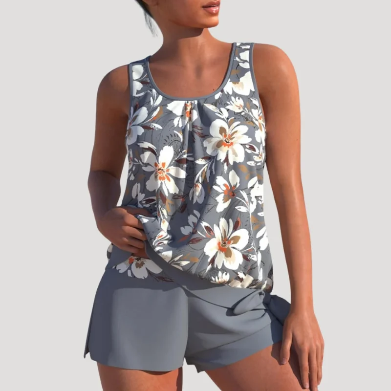 Ensemble tankini femme à col rond