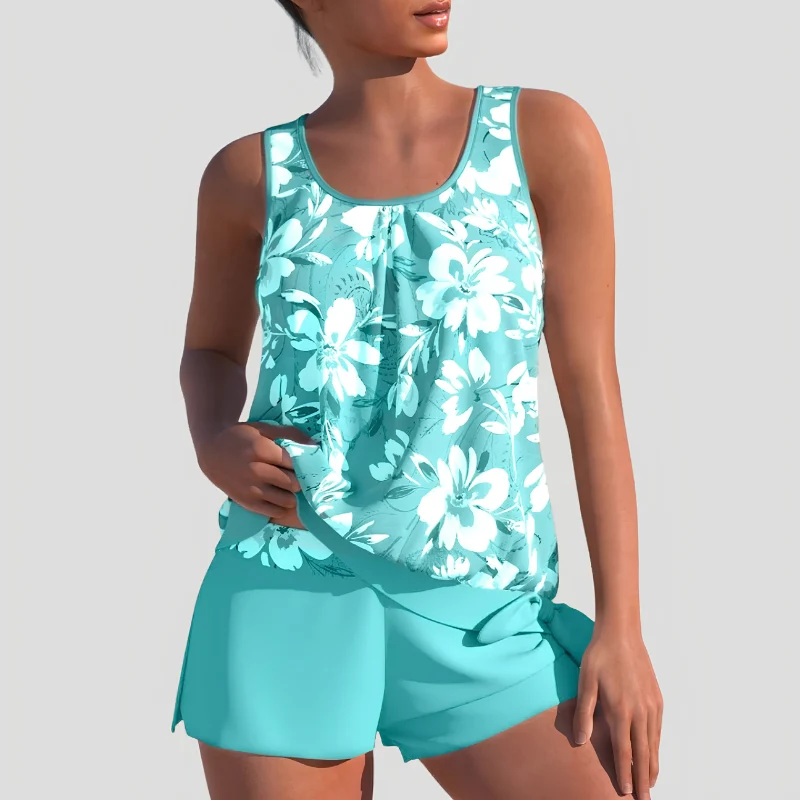 Ensemble tankini femme à col rond