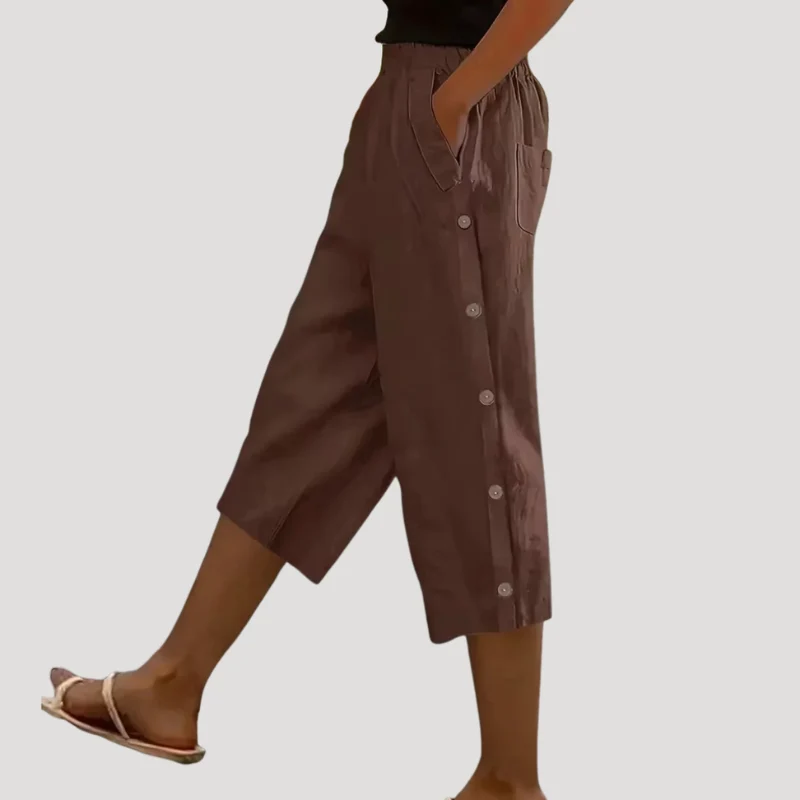 Pantalon capri femme à jambes larges