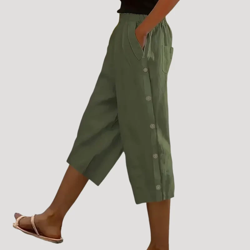 Pantalon capri femme à jambes larges
