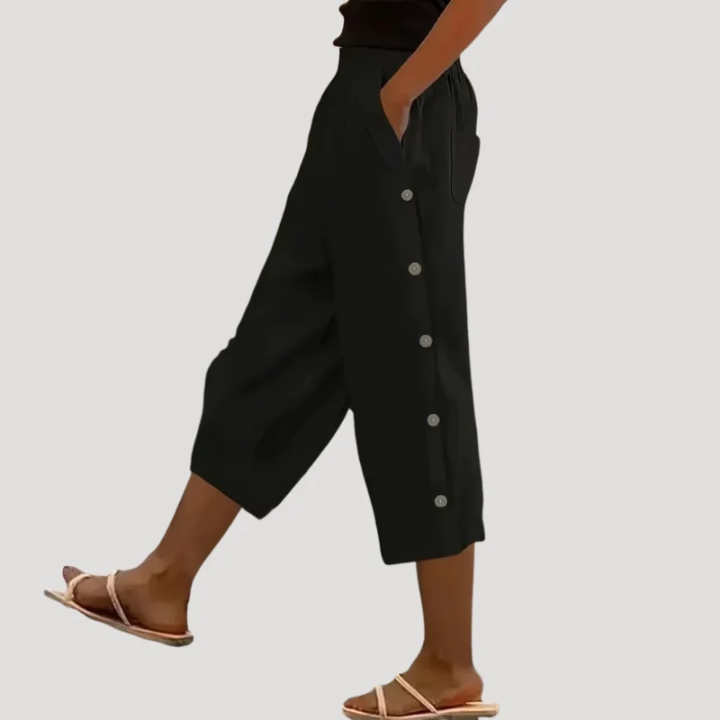 Pantalon capri femme à jambes larges