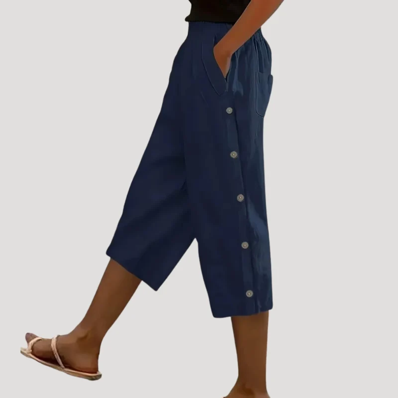 Pantalon capri femme à jambes larges