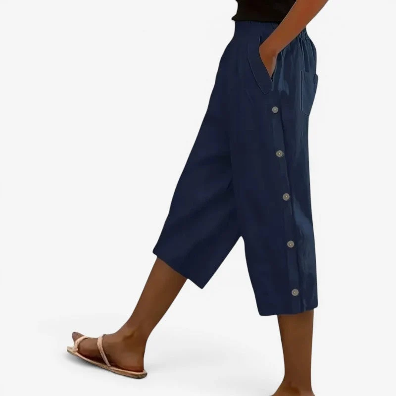 Pantalon capri femme à jambes larges