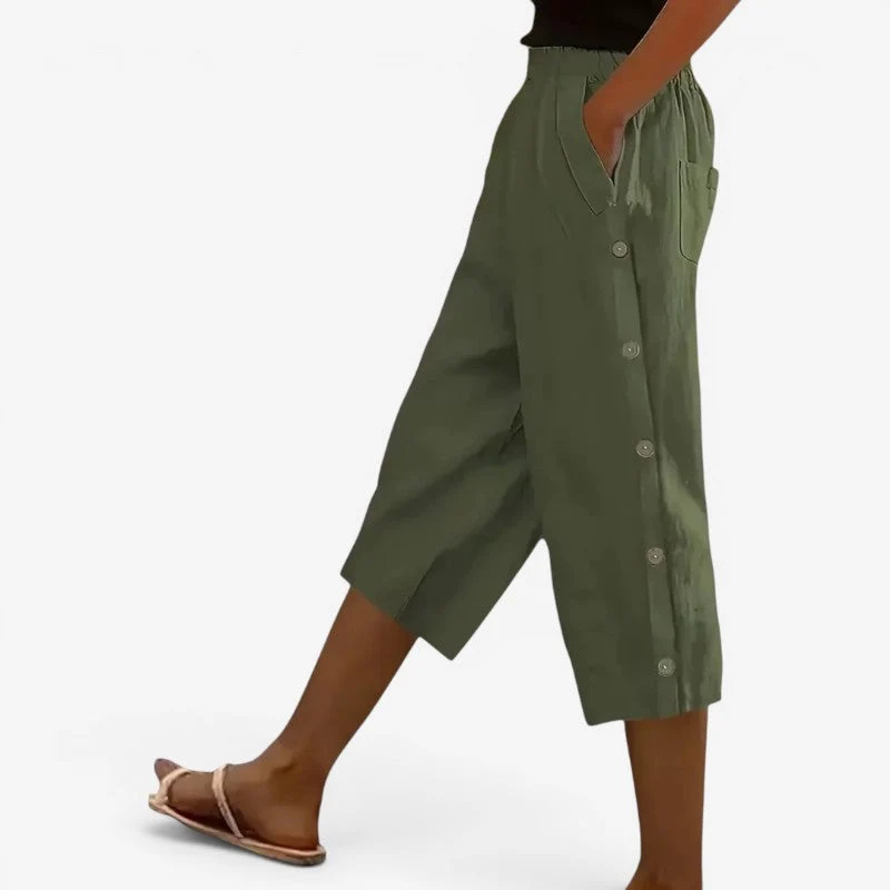 Pantalon capri femme à jambes larges