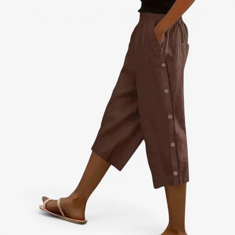 Pantalon capri femme à jambes larges