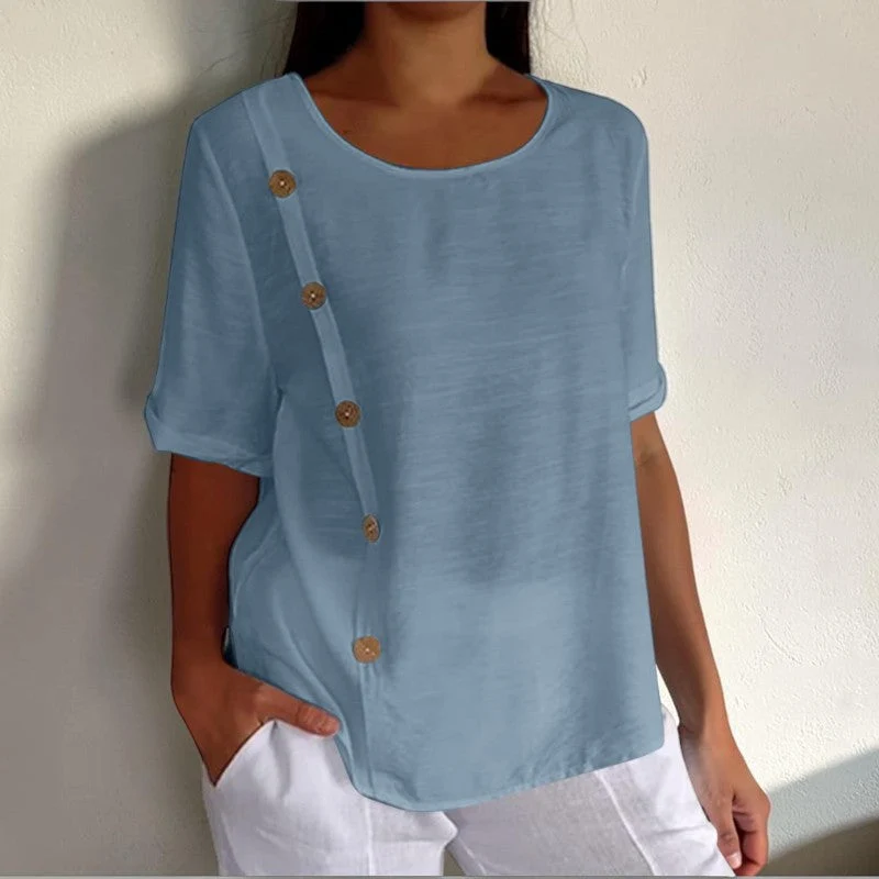 Blouse décontractée femme à manches courtes
