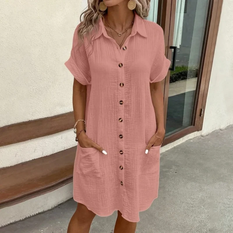 Robe chemise femme à boutonnage frontal