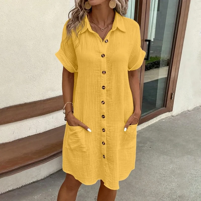 Robe chemise femme à boutonnage frontal