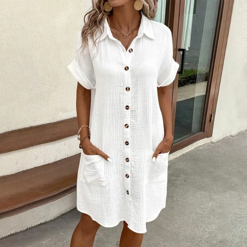 Robe chemise femme à boutonnage frontal