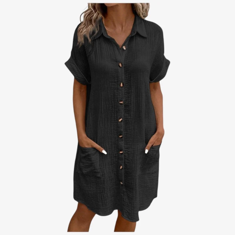 Robe chemise femme à boutonnage frontal