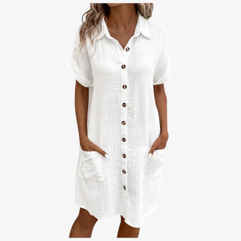 Robe chemise femme à boutonnage frontal