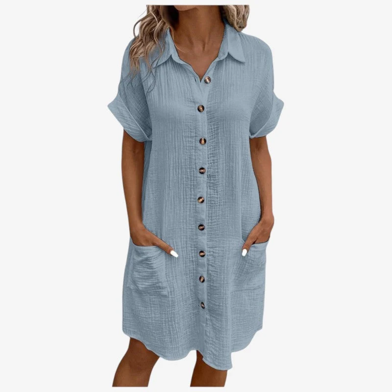 Robe chemise femme à boutonnage frontal