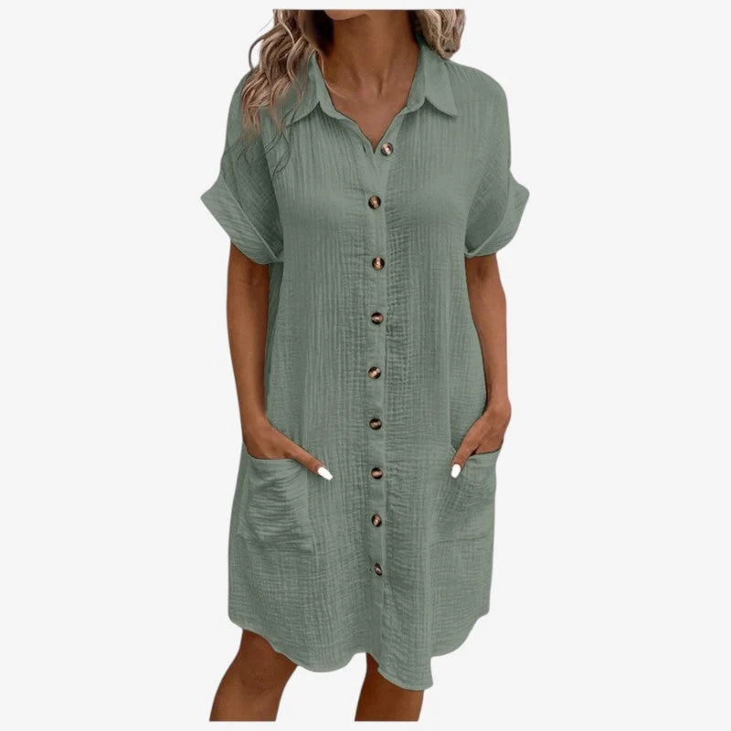 Robe chemise femme à boutonnage frontal
