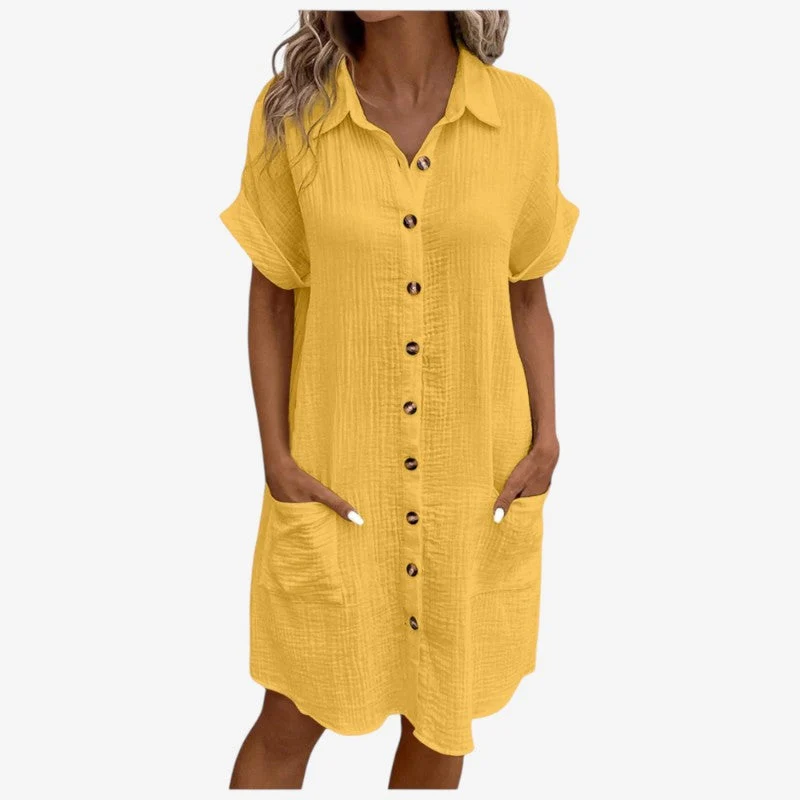 Robe chemise femme à boutonnage frontal
