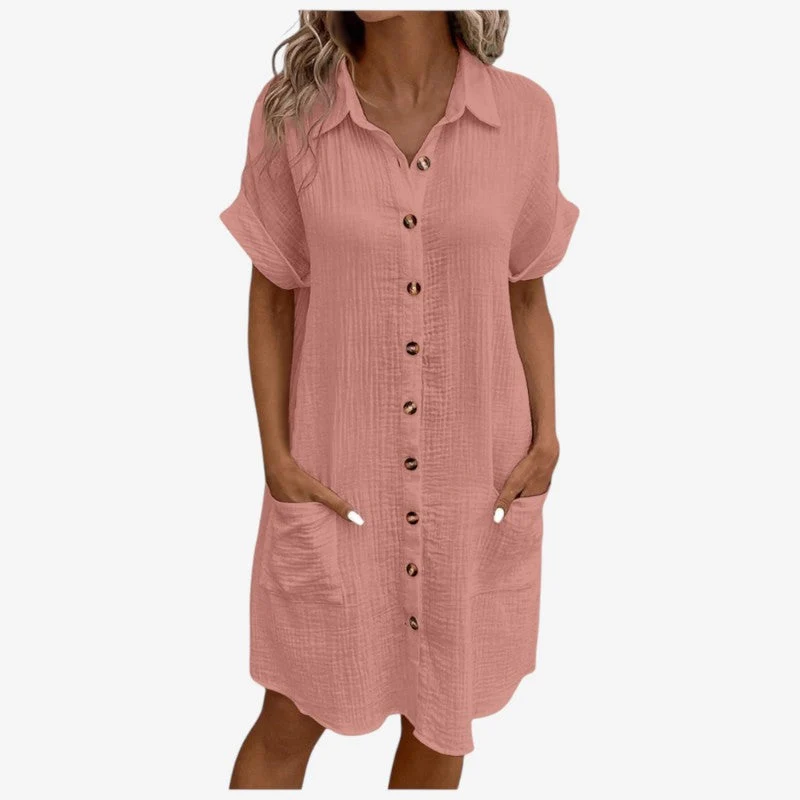 Robe chemise femme à boutonnage frontal