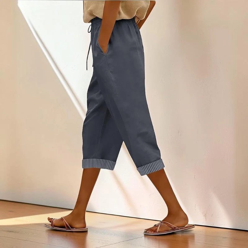 Pantalon décontracté femme à taille coulissante