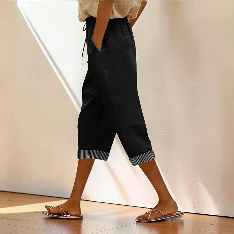Pantalon décontracté femme à taille coulissante
