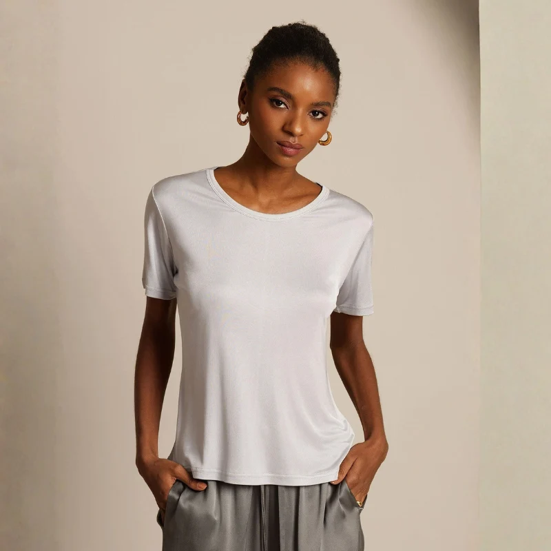 T-shirt femme à col rond et manches courtes