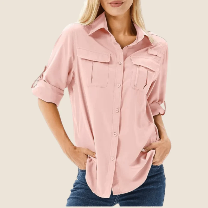 Chemise femme à double poche avec fermeture boutonnée