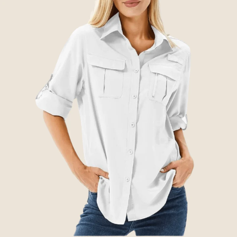 Chemise femme à double poche avec fermeture boutonnée