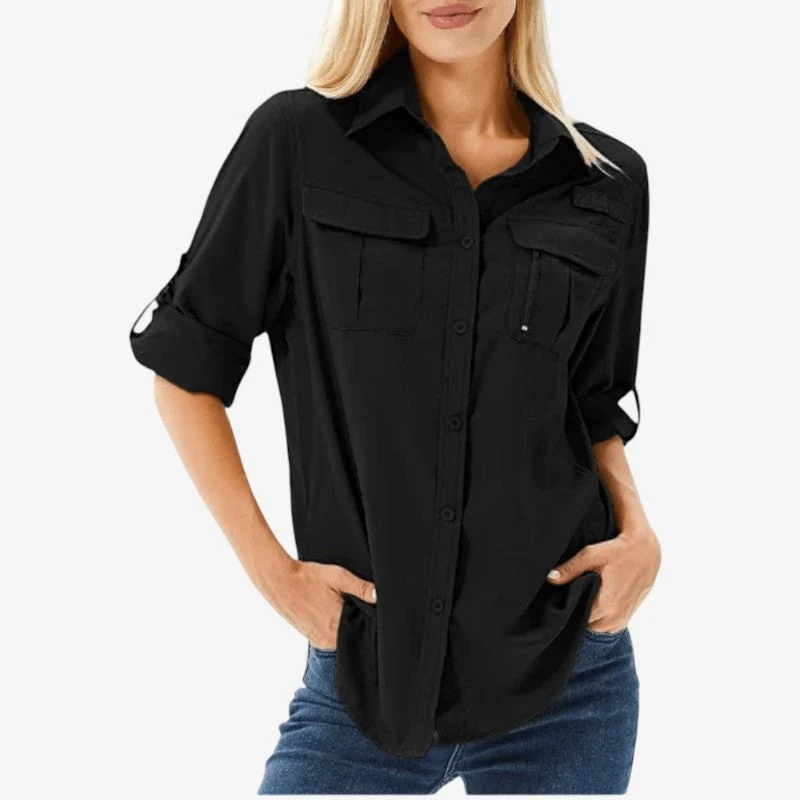 Chemise femme à double poche avec fermeture boutonnée
