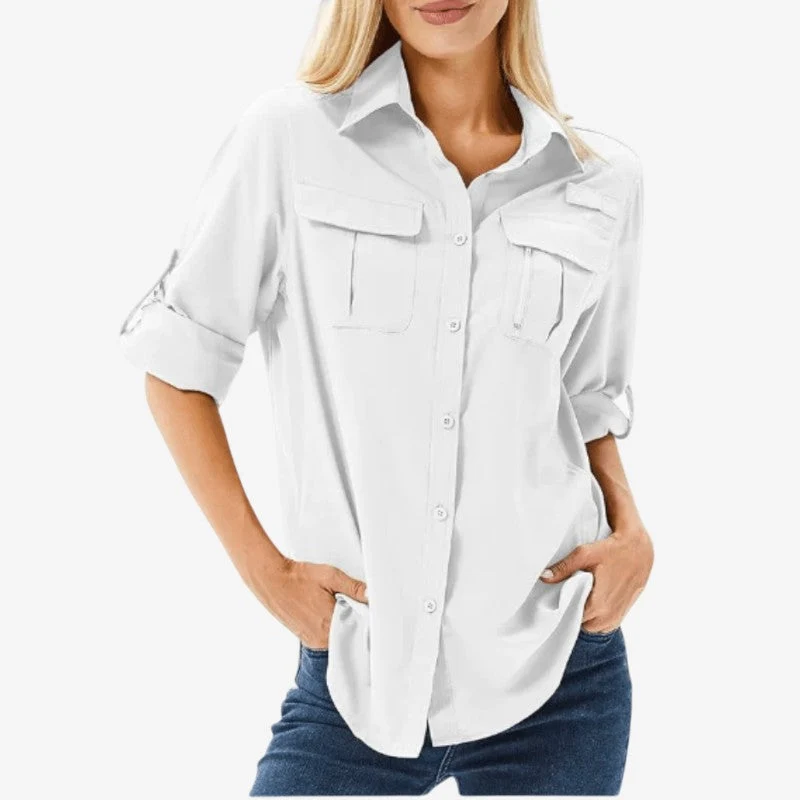 Chemise femme à double poche avec fermeture boutonnée