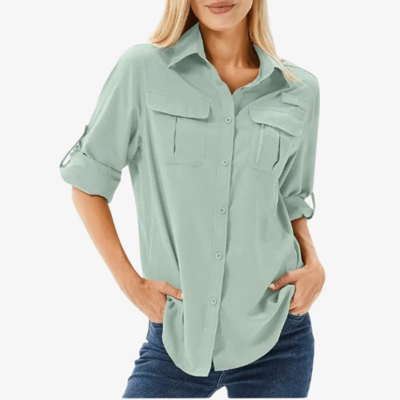 Chemise femme à double poche avec fermeture boutonnée