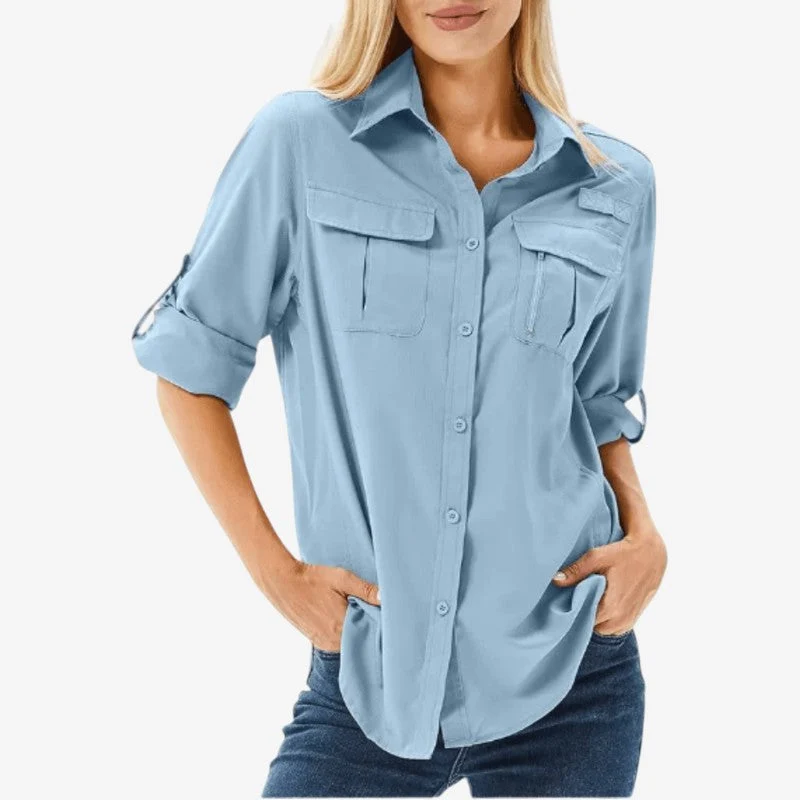 Chemise femme à double poche avec fermeture boutonnée