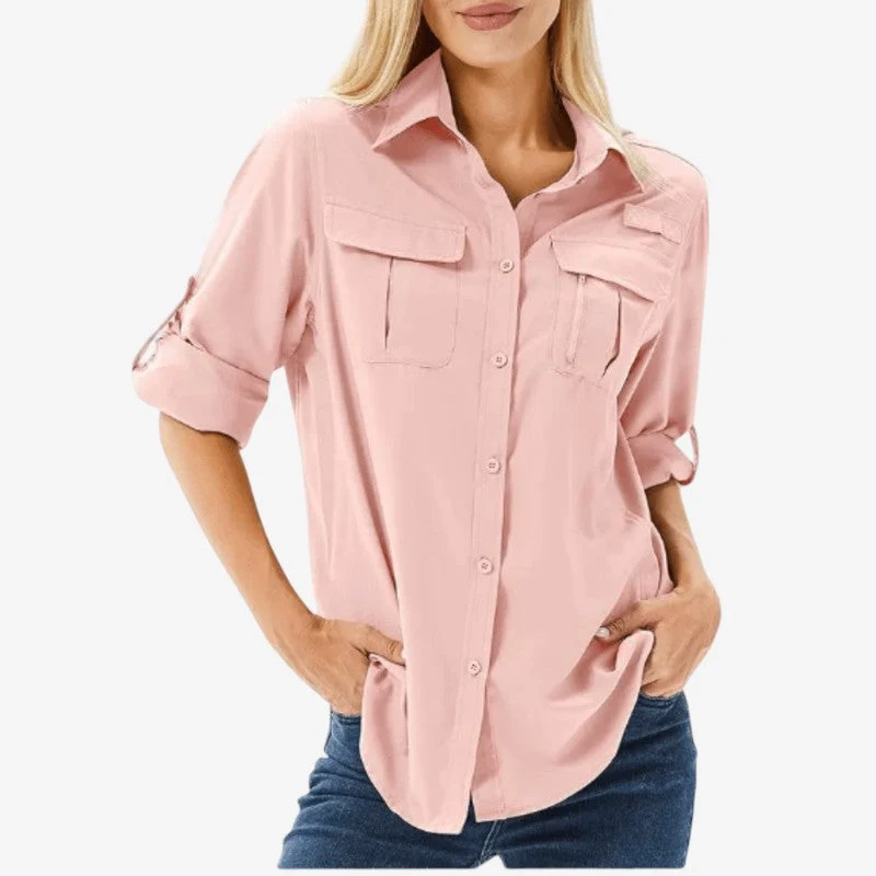 Chemise femme à double poche avec fermeture boutonnée