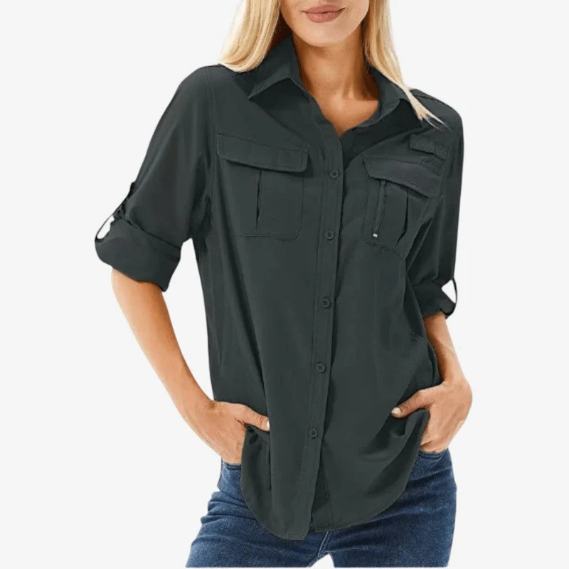 Chemise femme à double poche avec fermeture boutonnée