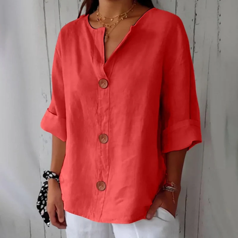 Chemise femme à manches longues avec boutonnage frontal