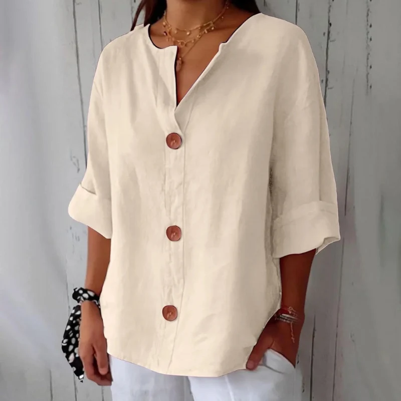 Chemise femme à manches longues avec boutonnage frontal