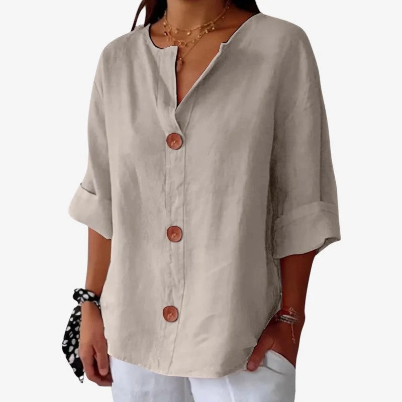 Chemise femme à manches longues avec boutonnage frontal