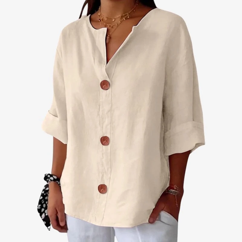 Chemise femme à manches longues avec boutonnage frontal