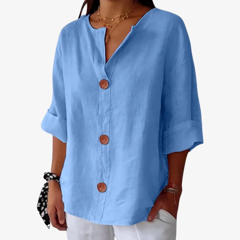 Chemise femme à manches longues avec boutonnage frontal