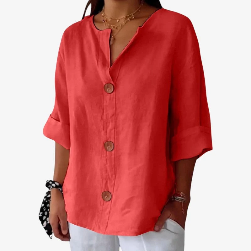Chemise femme à manches longues avec boutonnage frontal